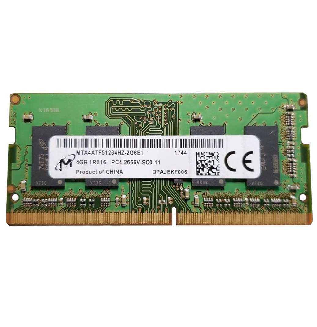 Begagnat Micron 4GB DDR4 (1x4GB) SODIMM 1Rx16 PC4-2666V 2666MHz MTA4ATF51264HZ