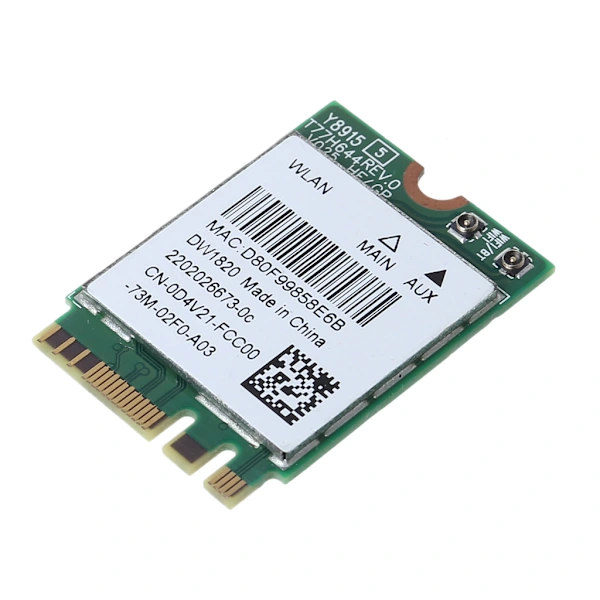 Begagnat Dell Wireless 1820 DW1820 WLAN WiFi 802.11AC BT4.1 M.2 WiFi Kort D4V21
