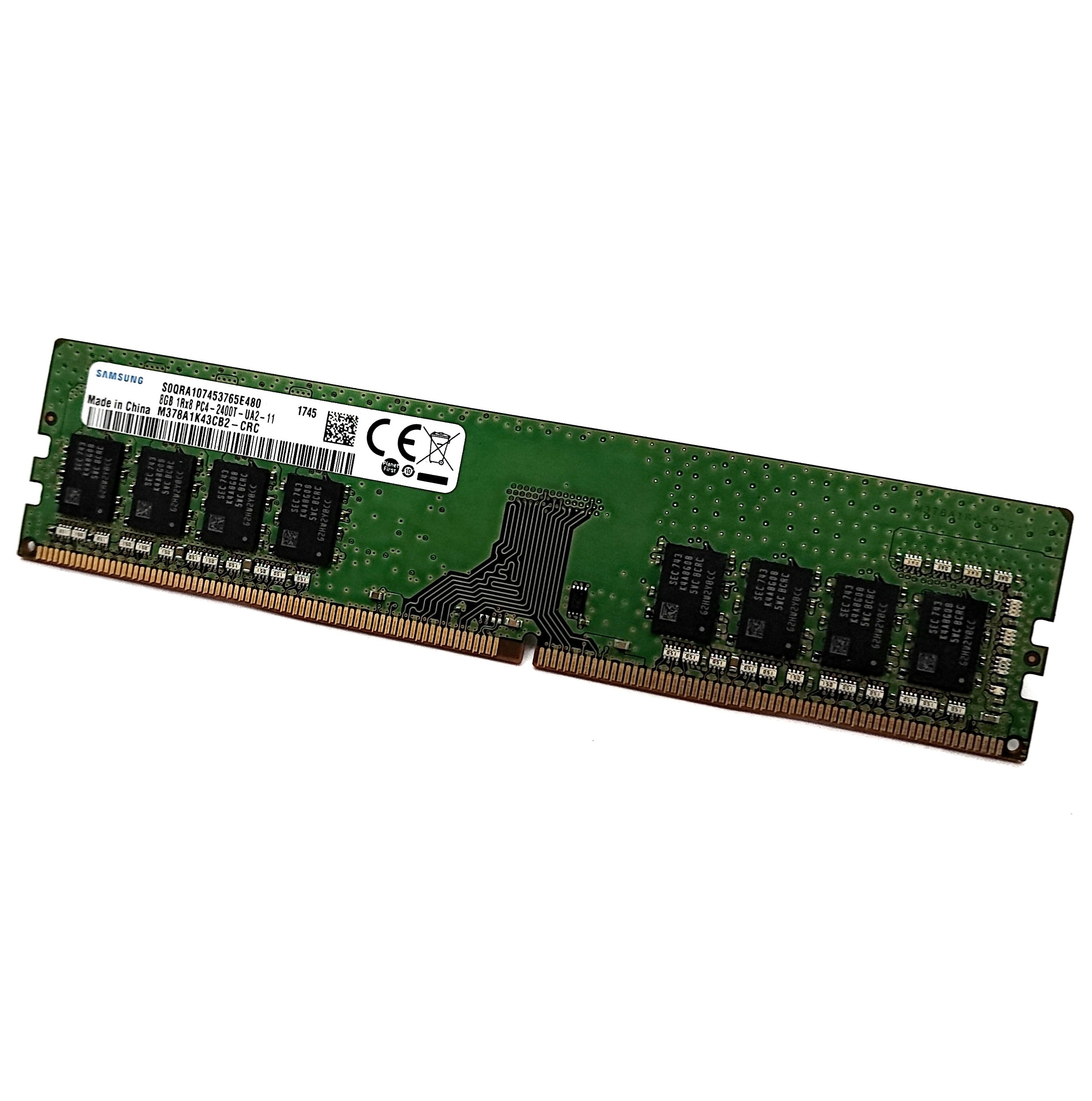 Begagnat Samsung 8GB DDR4 (1x8GB) 1Rx8 PC4-2400T UDIMM 2400 MHz Non-ECC M378A1K43CB2-CRC