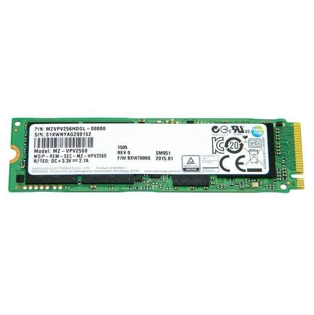 Begagnad Samsung SM951 256GB SSD M2 2280 NVMe Gen3 x4 MZVPV256HDGL