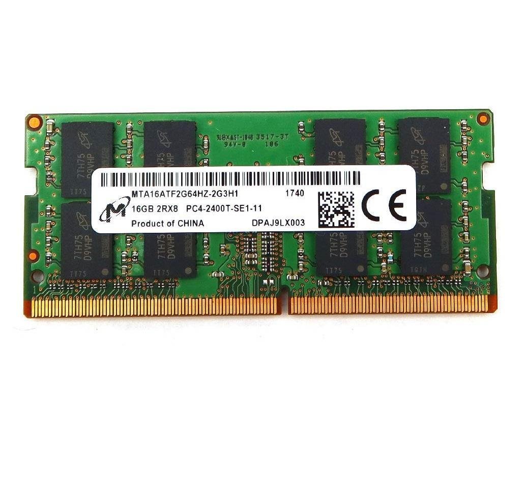 Begagnat Micron 16GB DDR4 (1x16GB) SODIMM 2Rx8 PC4-2400T 2400MHz MTA16ATF2G64HZ-2G3G1