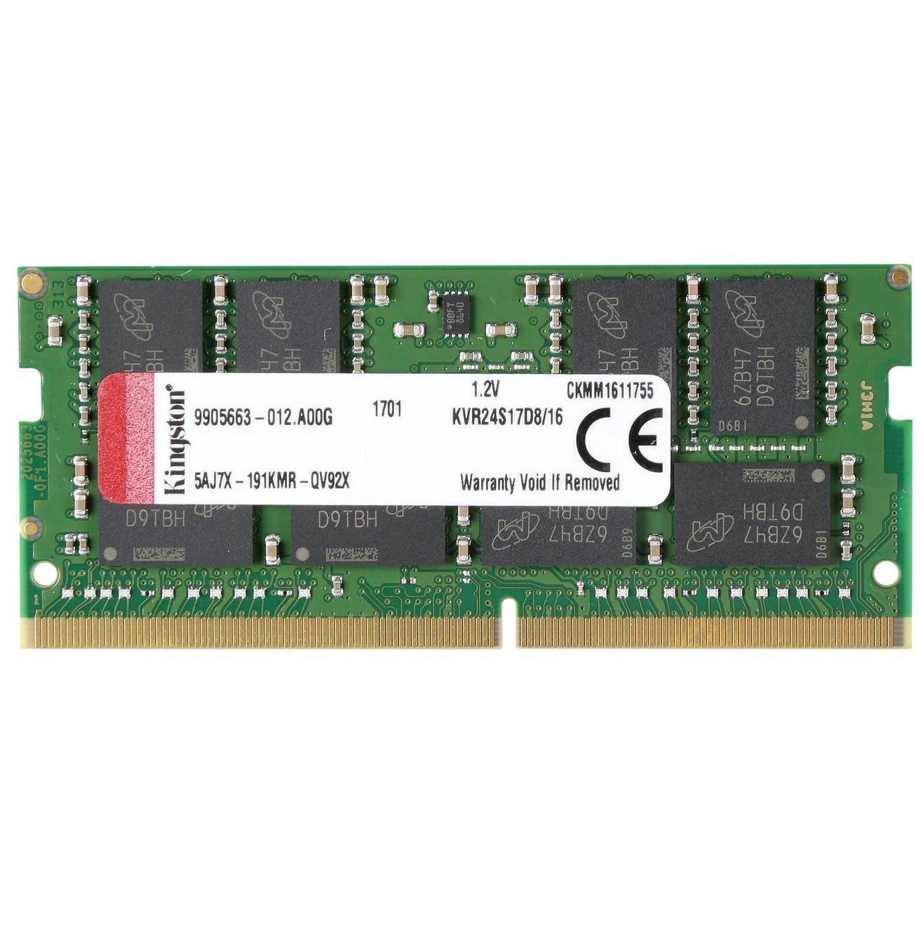 Begagnat Kingston 16GB DDR4 (1x16GB) SODIMM 2Rx8 PC4-2400T 2400MHz KVR24S17D8/16