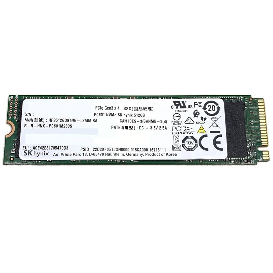 Begagnad 512GB SK Hynix PC601 SSD M2 2280 NVMe PCIe Gen3 x4 - HFS512GD9TNG