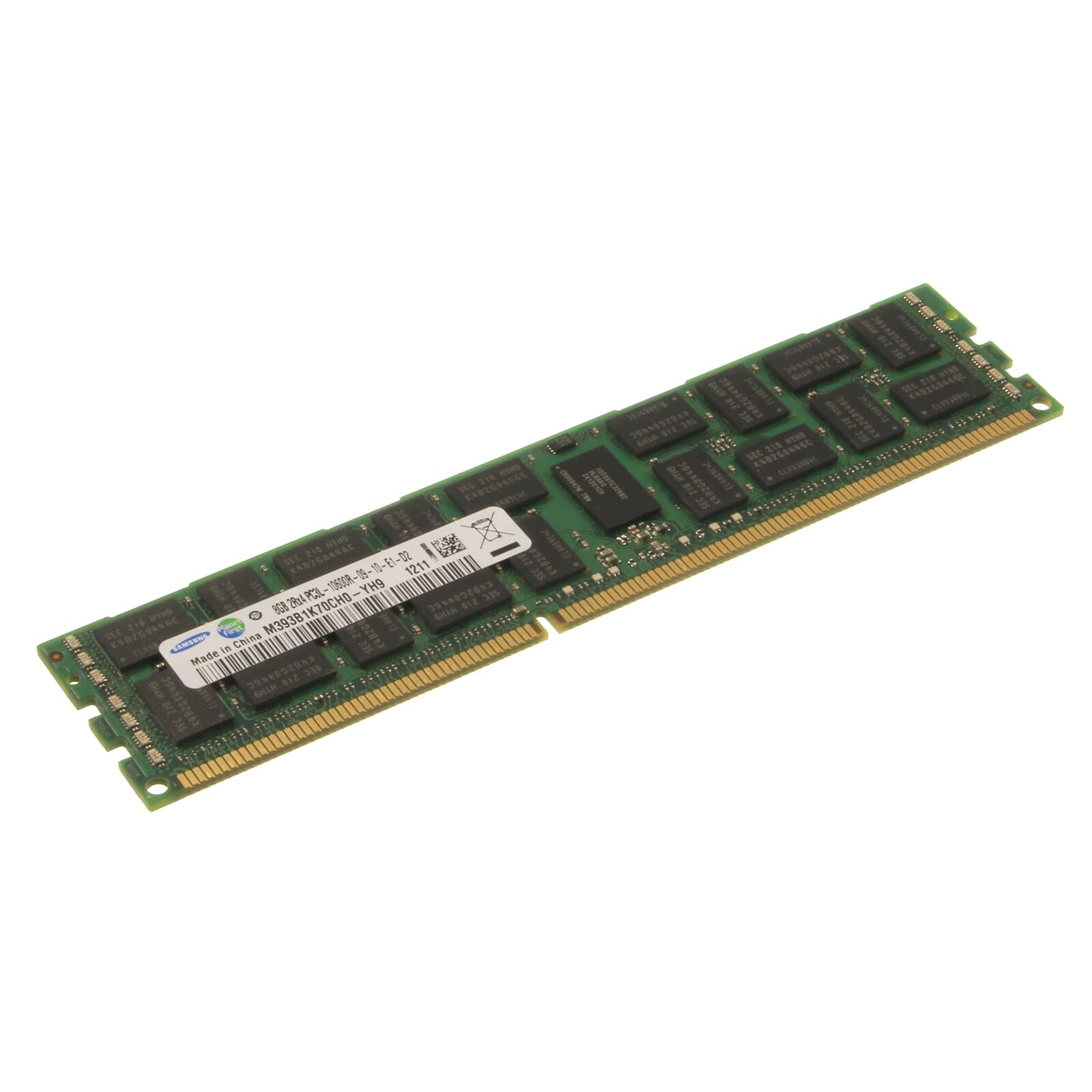 Begagnat Samsung 8GB DDR3L (1x8GB) RDIMM 2Rx4 ECC PC3L-10600R 1333MHz Dual Rank x4 M393B1K70CH0-YH9
