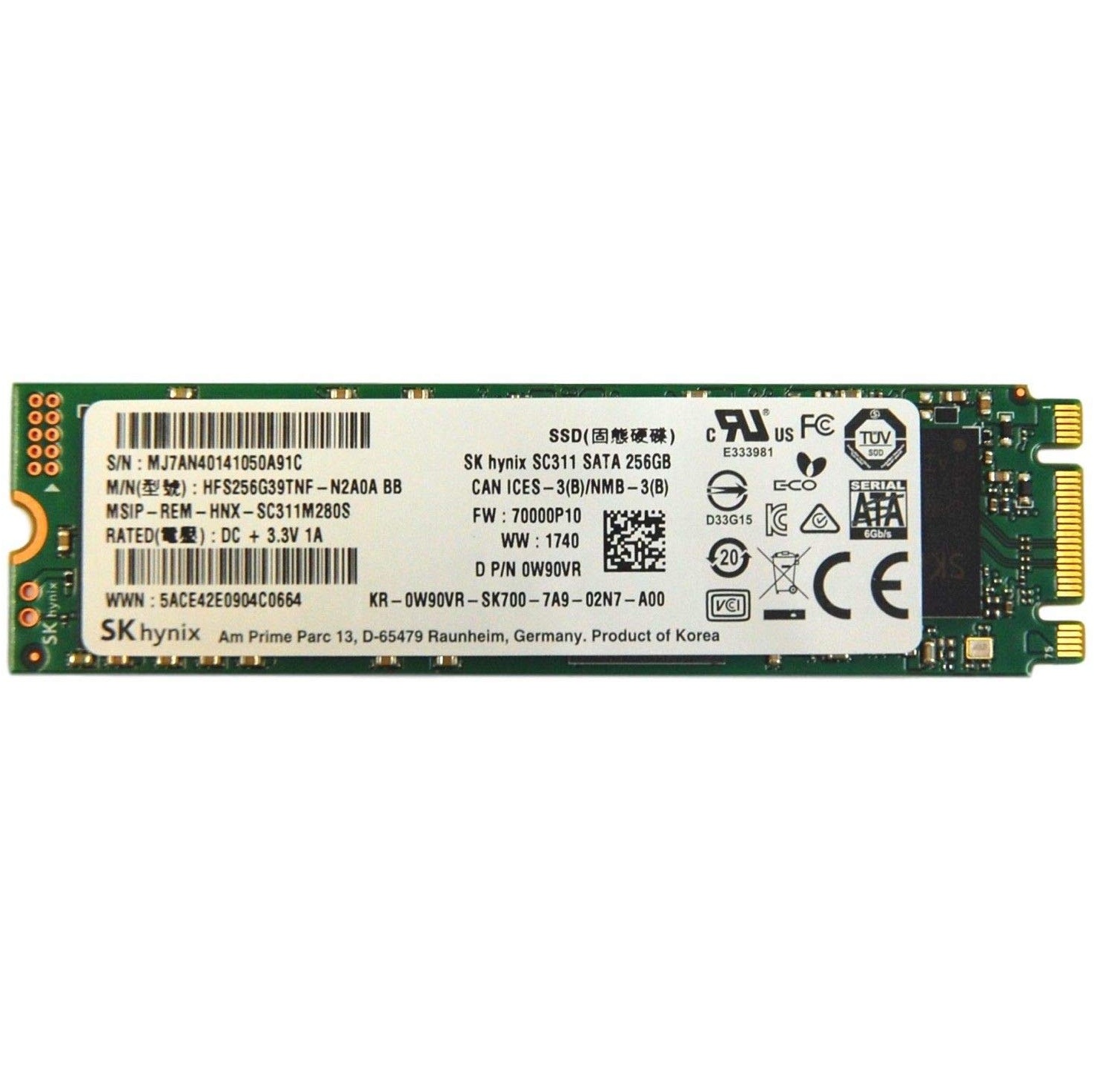 Begagnad 256GB SK Hynix SC311 SSD M2 2280 SATA HFS256G39TNF