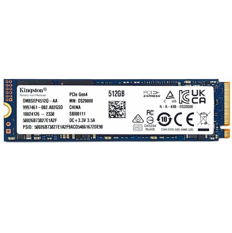Begagnad 512GB Kingston SSD M2 2280 PCIe NVMe Gen4 x4 OM8SEP4512Q
