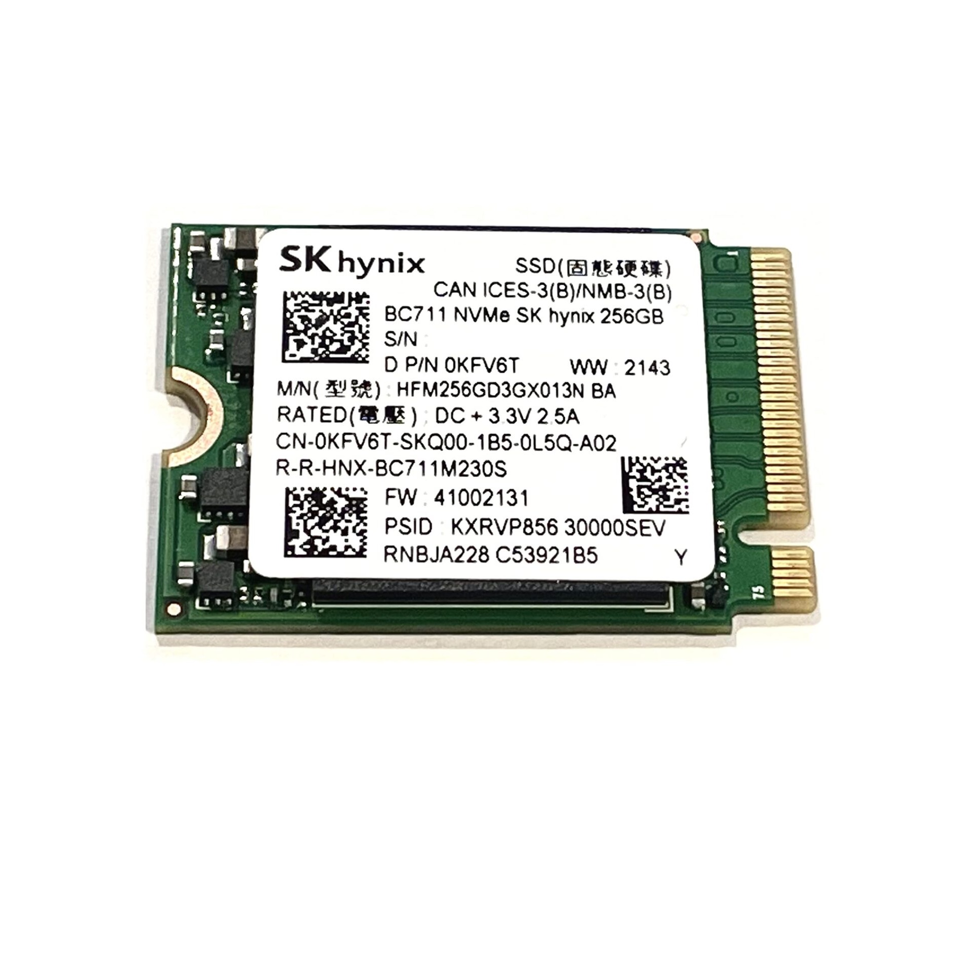 Begagnad SK hynix BC711 256GB M2 2230 NVMe Gen3 x4 HFM256GD3XG013N