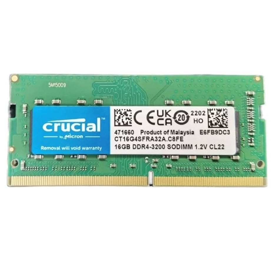 Begagnat Crucial 16GB DDR4 (1x16GB) SODIMM 1Rx8 3200 3200Mhz CT16G4SFRA32A.C8FE
