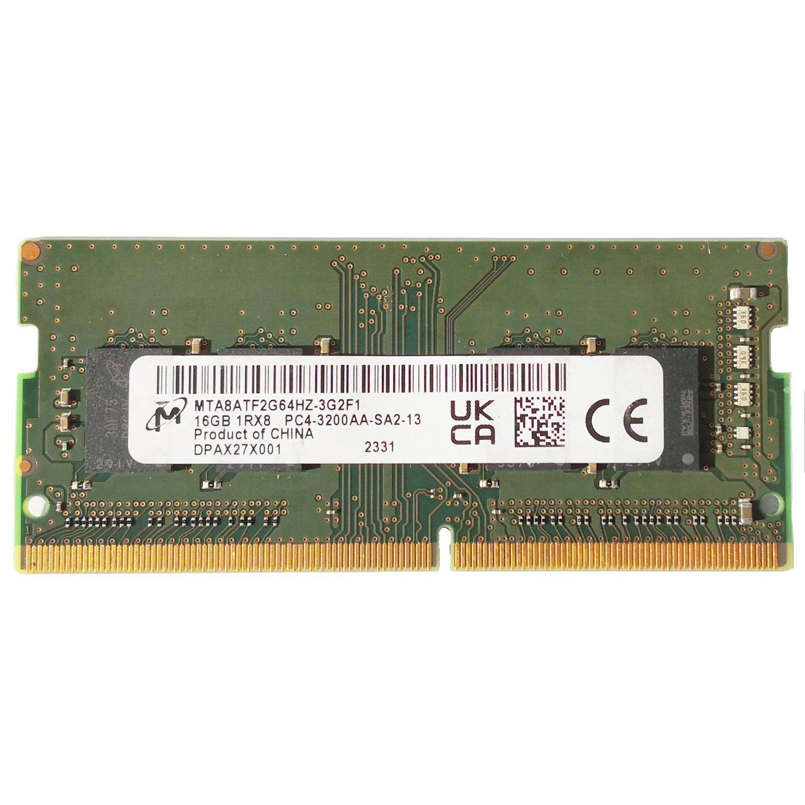 Begagnat Micron 16GB DDR4 (1x16GB) SODIMM 1Rx8 PC4-3200AA 3200MHz MTA8ATF2G64HZ