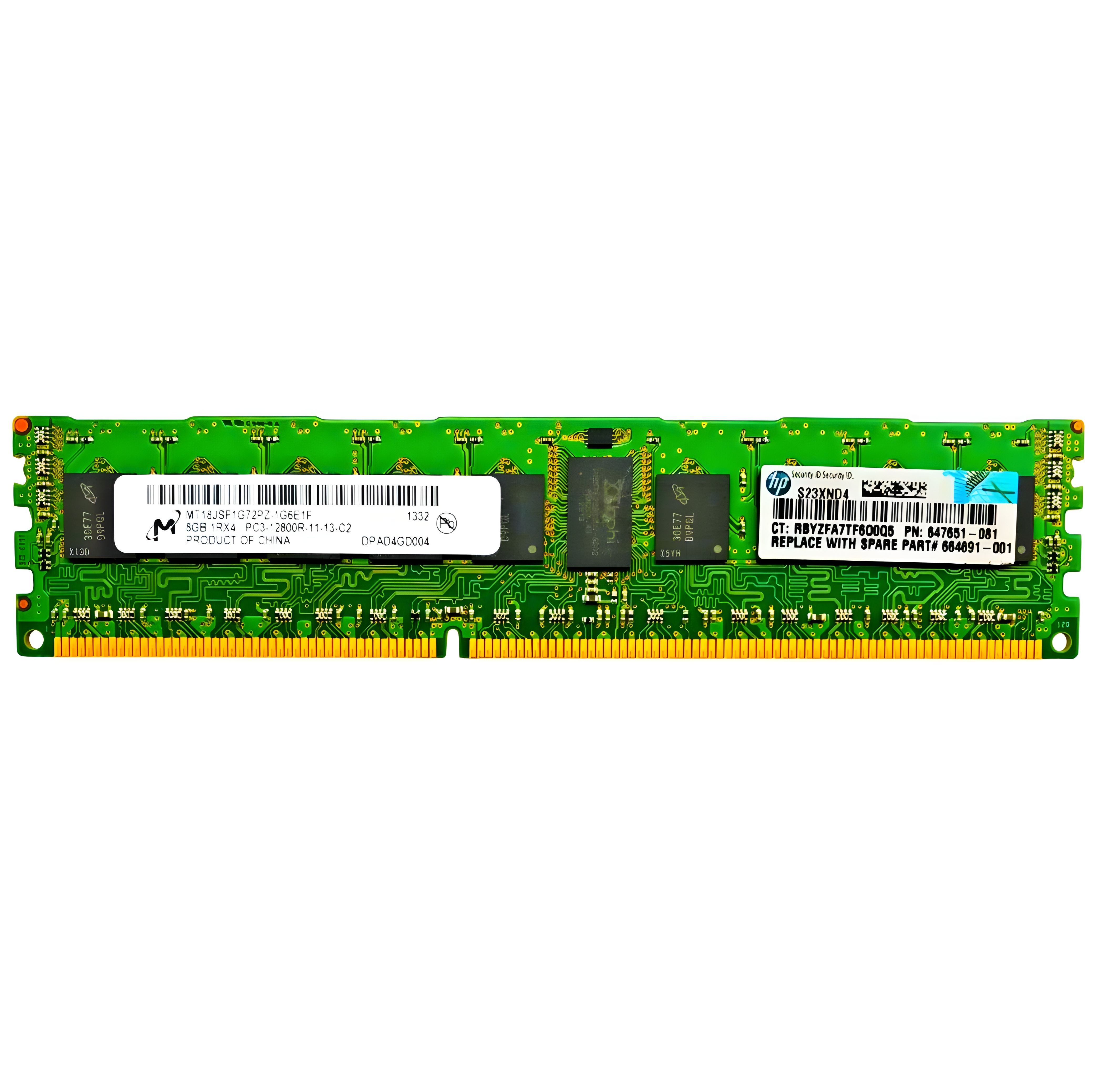 Begagnat Micron 8GB DDR3 (1x8GB) RDIMM 1Rx4 ECC PC3-12800R 1600MHz Single Rank x4 MT18JSF1G72PZ-1G6D1FE