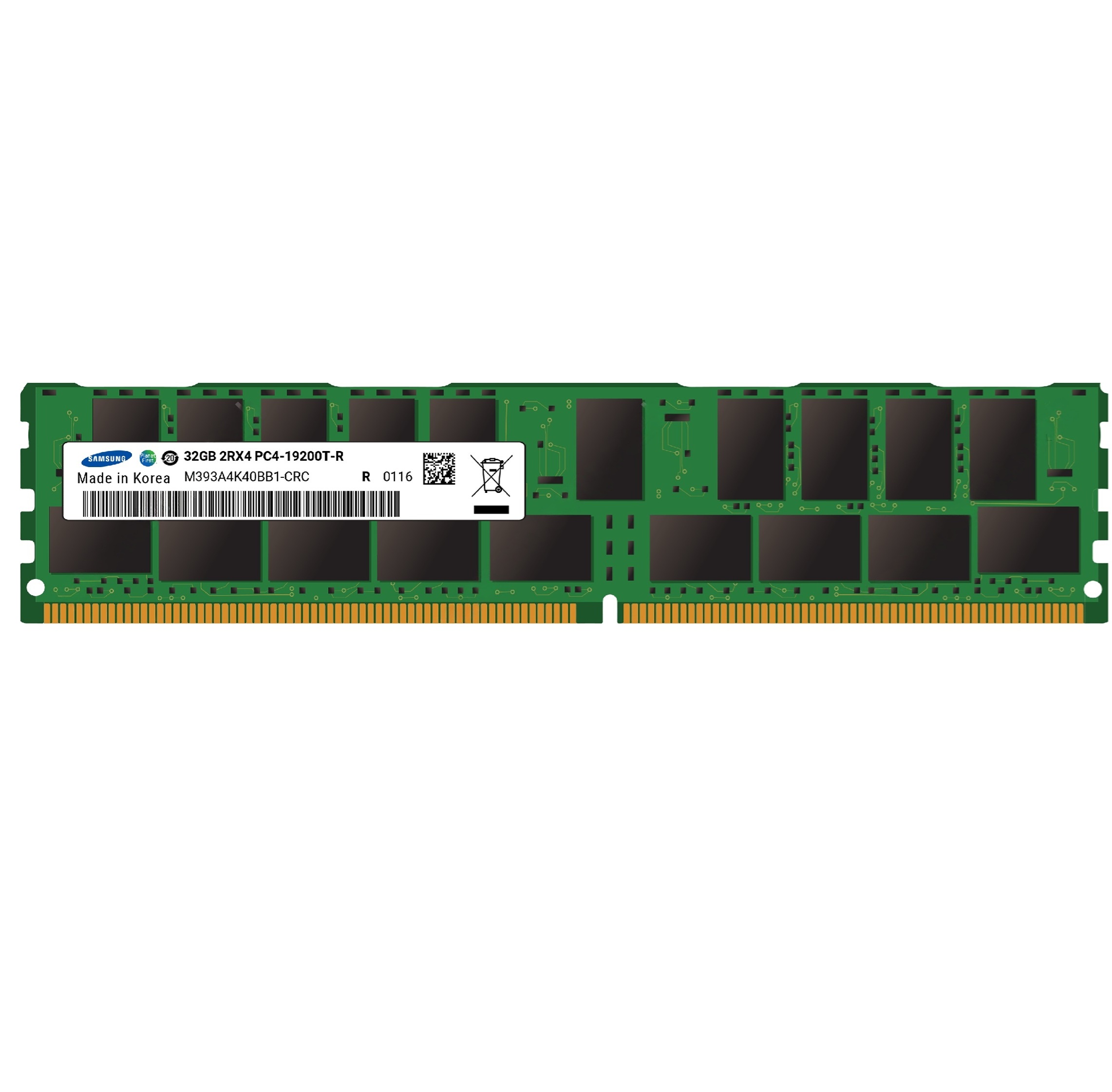 Begagnat Samsung 32GB DDR4 (1x32GB) 2Rx4 PC4-19200 2400MHz ECC RDIMM M393A4K40BB1-CRC0Q
