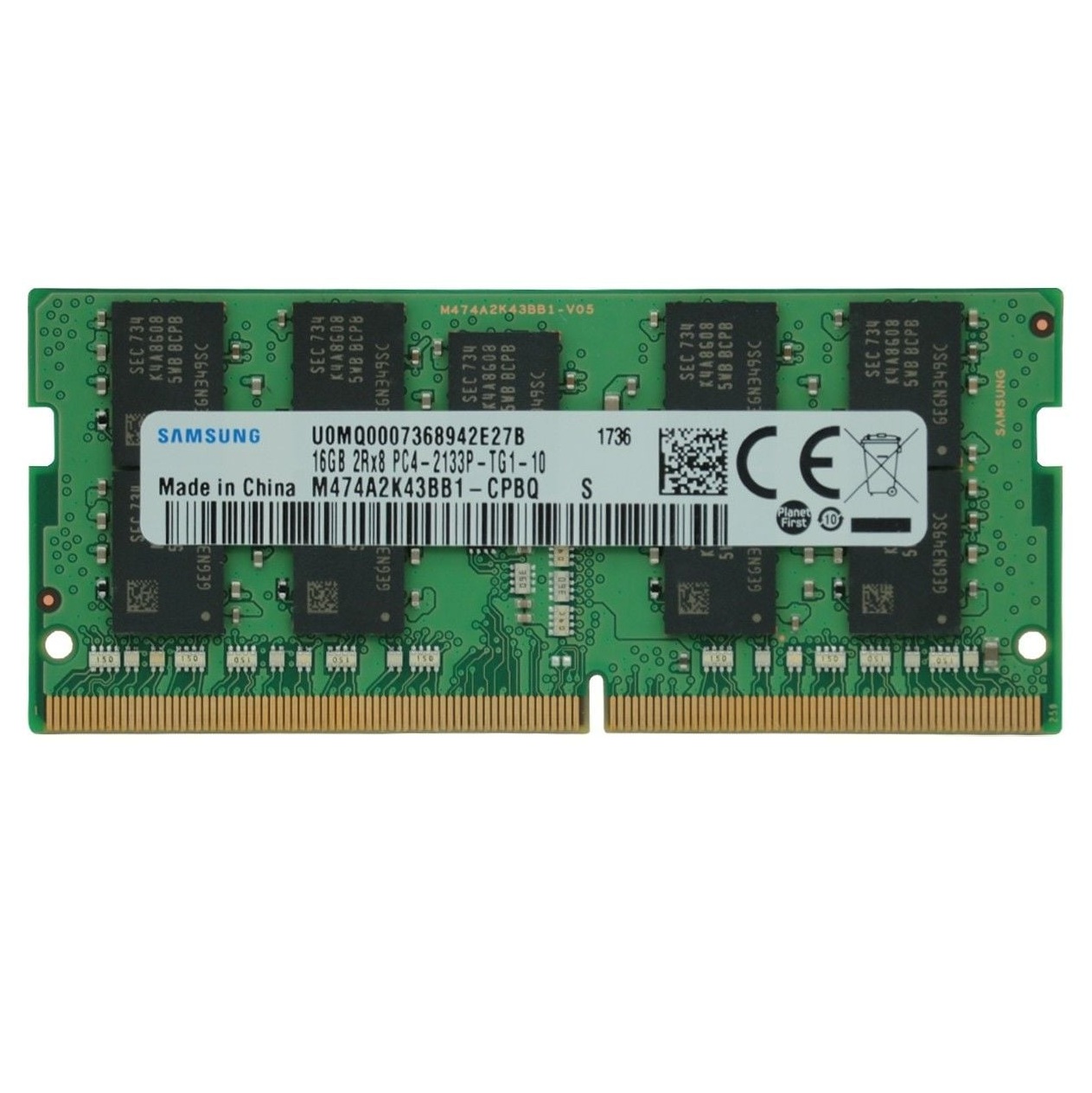 Begagnat Samsung 16GB DDR4 (1x16GB) SODIMM Server ECC 2Rx8 PC4-2133P 2133MHz M474A2K43BB1-CPBQ