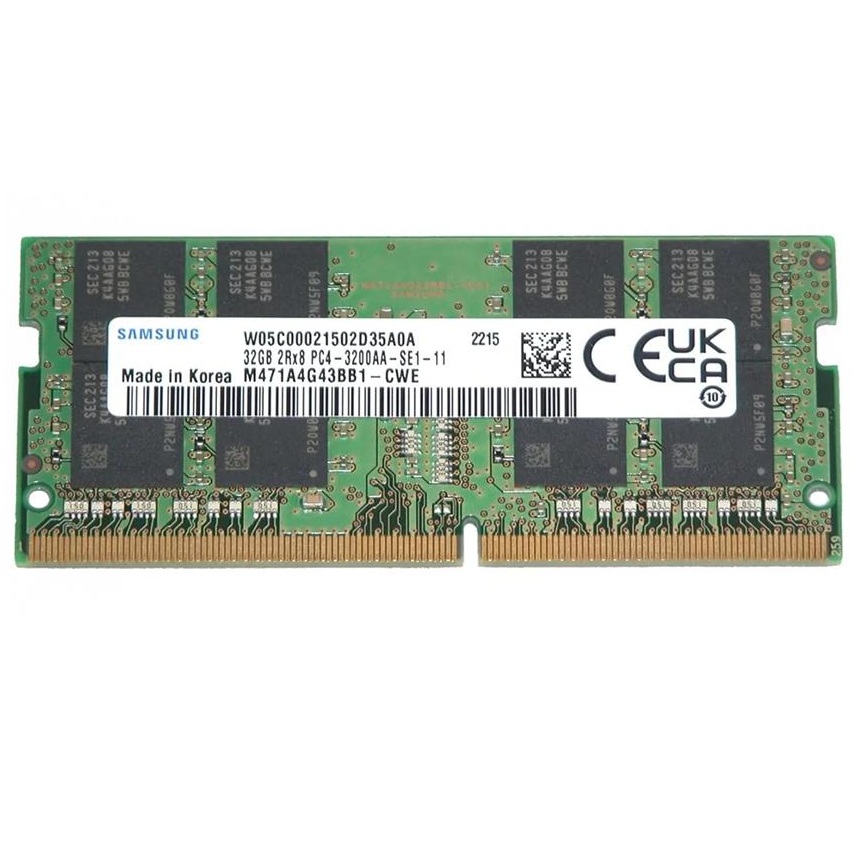 Begagnat Samsung 32GB DDR4 (1x32GB) SODIMM 2Rx8 PC4-3200AA 3200MHz M471A4G43BB1