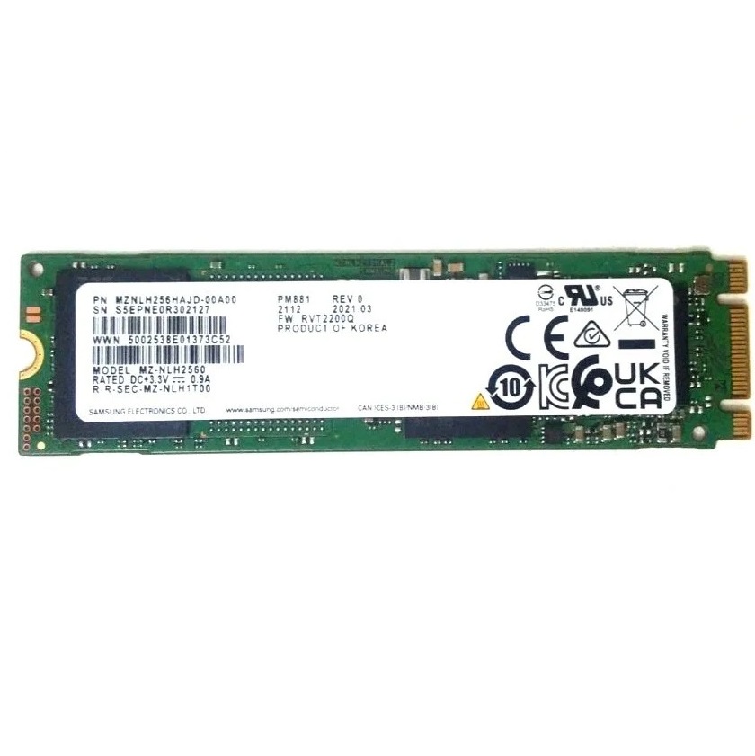 Begagnad 256GB Samsung PM881 MZ-NLH2560 SSD M2 2280 SATA MZNLH256HAJD