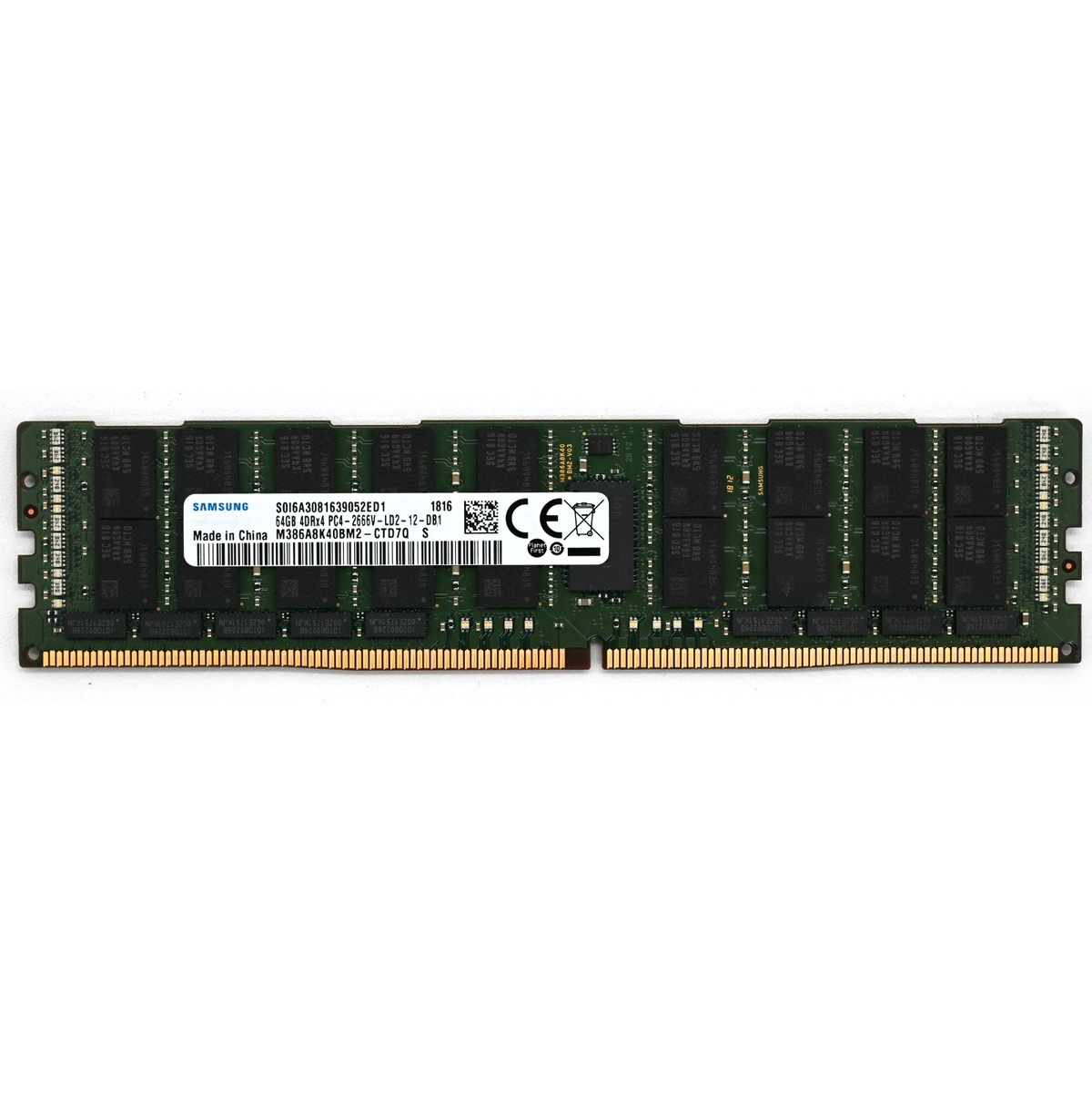 Begagnat Samsung 64GB DDR4 (1x64GB) 4DRx4 PC4-2666V 2666MHz ECC LRDIMM M386A8K40BM2-CTD7Q