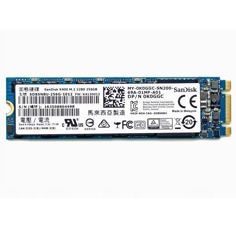 Begagnad 256GB SanDisk X400 SSD M2 2280 SATA SD8SN8U-256G-1012