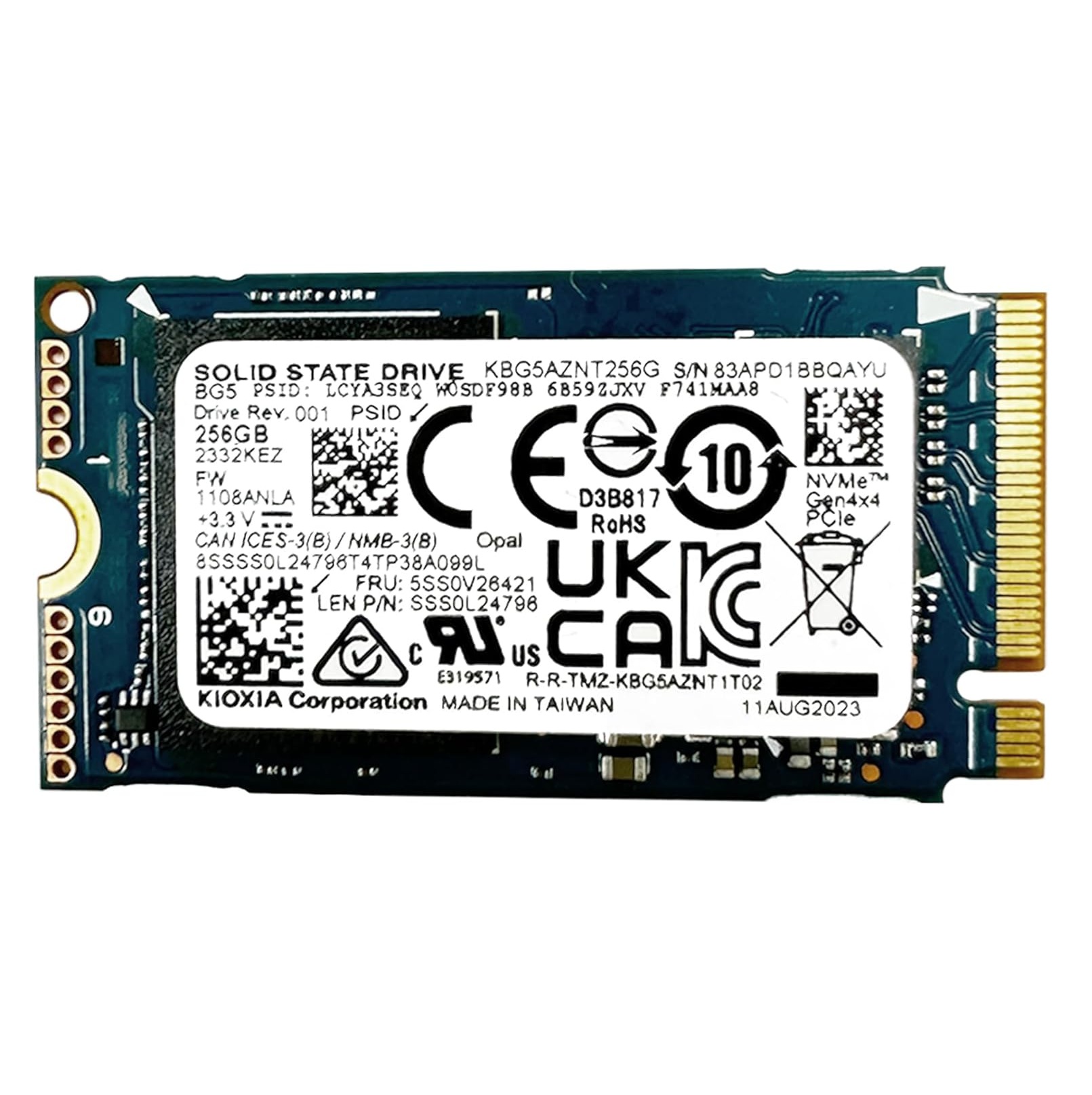 Begagnad 256GB Kioxia BG5 M2 2242 NVMe PCIe Gen4 x4 KBG5AZNT256G