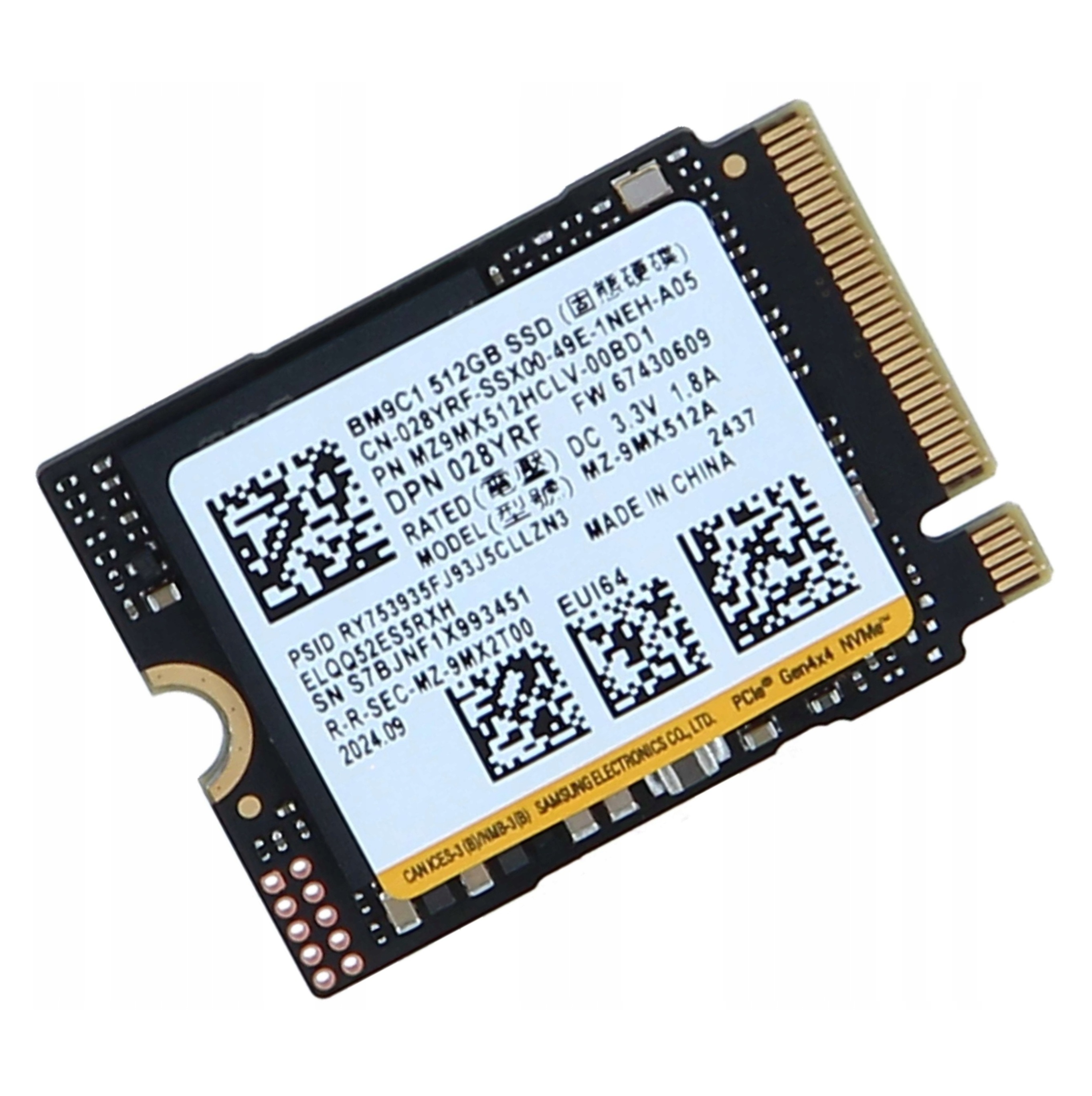Begagnad 512GB Samsung BM9C1 M2 2230 NVMe Gen4 x4 MZ9MX512HCLV