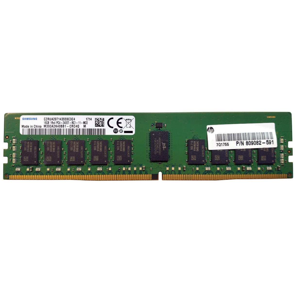 Begagnat Samsung 16GB DDR4 (1x16GB) 1Rx4 PC4-2400T 2400MHz ECC RDIMM M393A2K40BB1-CRC4Q