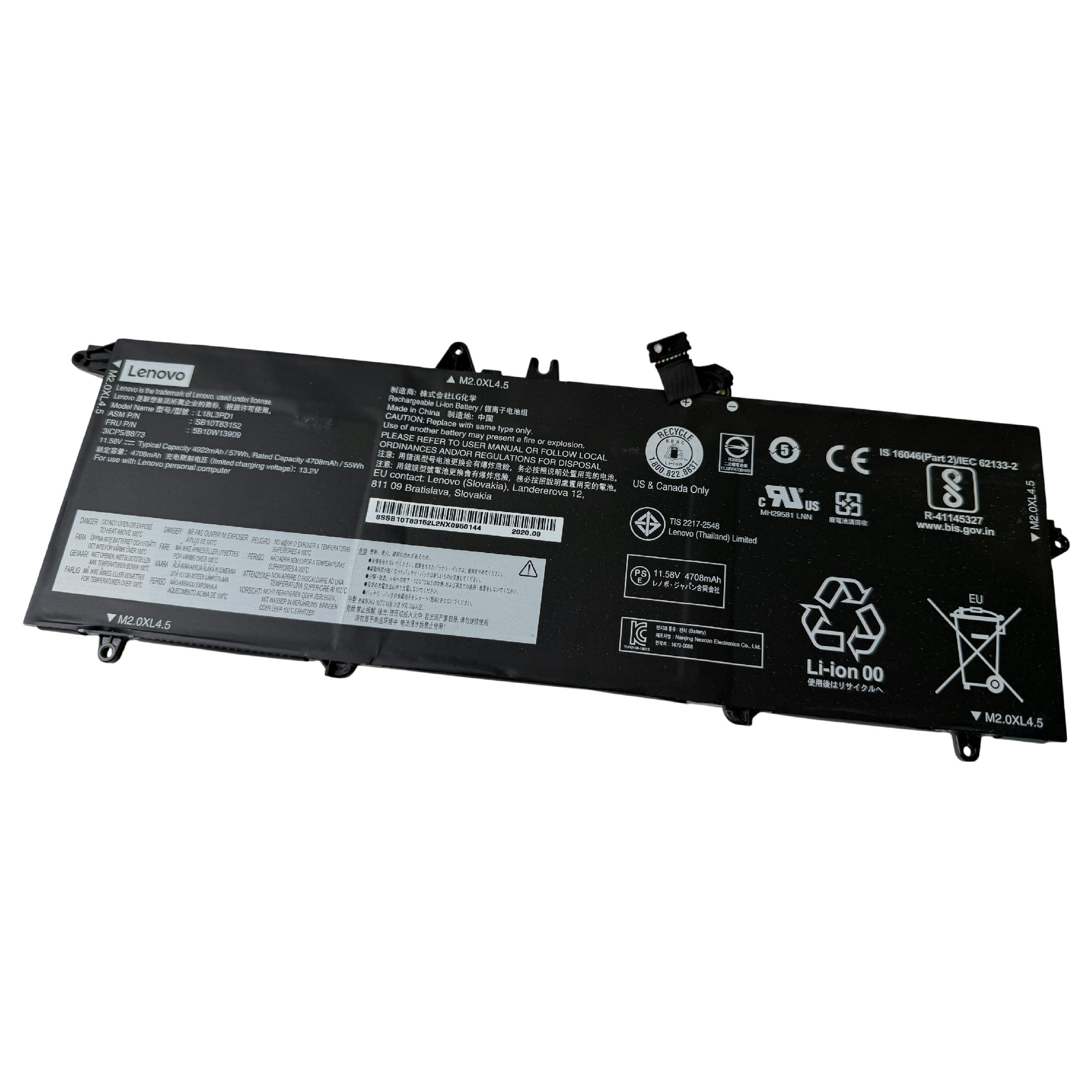 Begagnat Original Lenovo Batteri ThinkPad T14s T490S T495S L18L3PD1 55Wh 5B10W13909