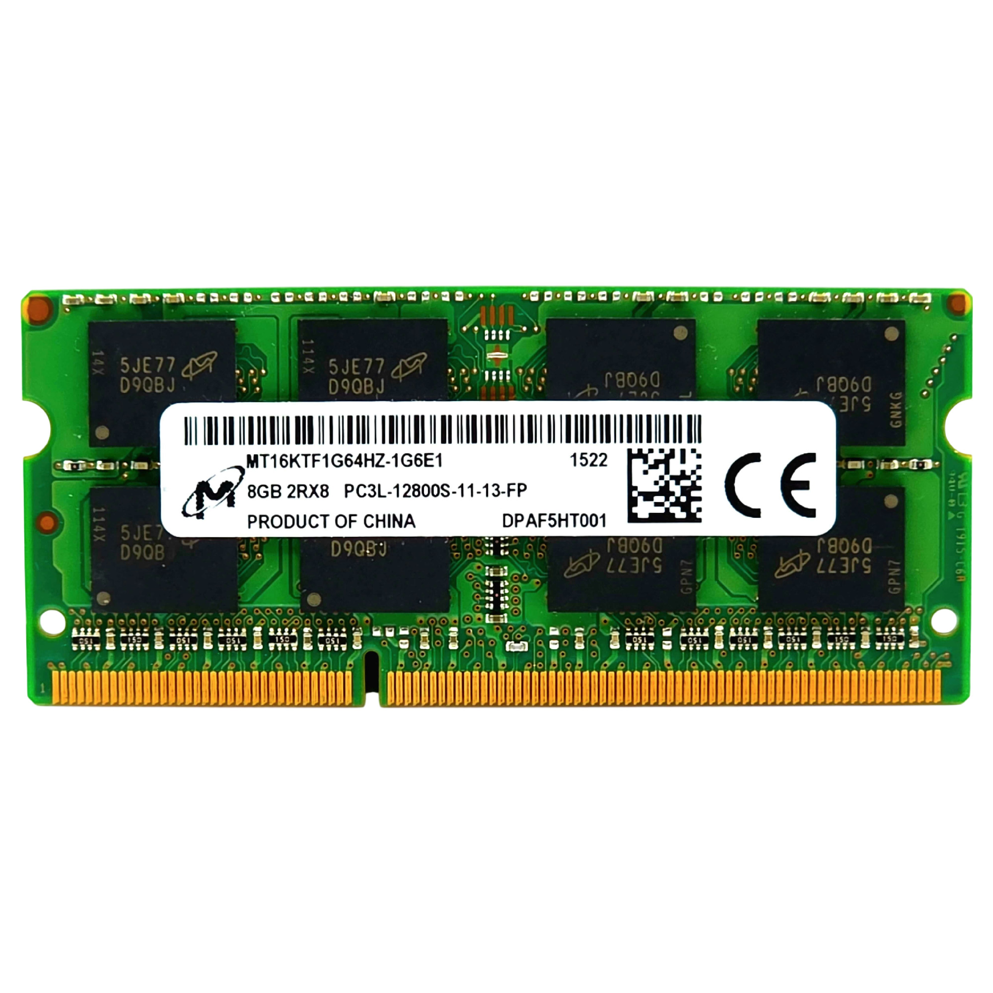 Begagnat Micron 8GB DDR3L (1x8GB) SODIMM 2Rx8 PC3L-12800S 1600MHz MT16KTF1G64HZ-1G6E1