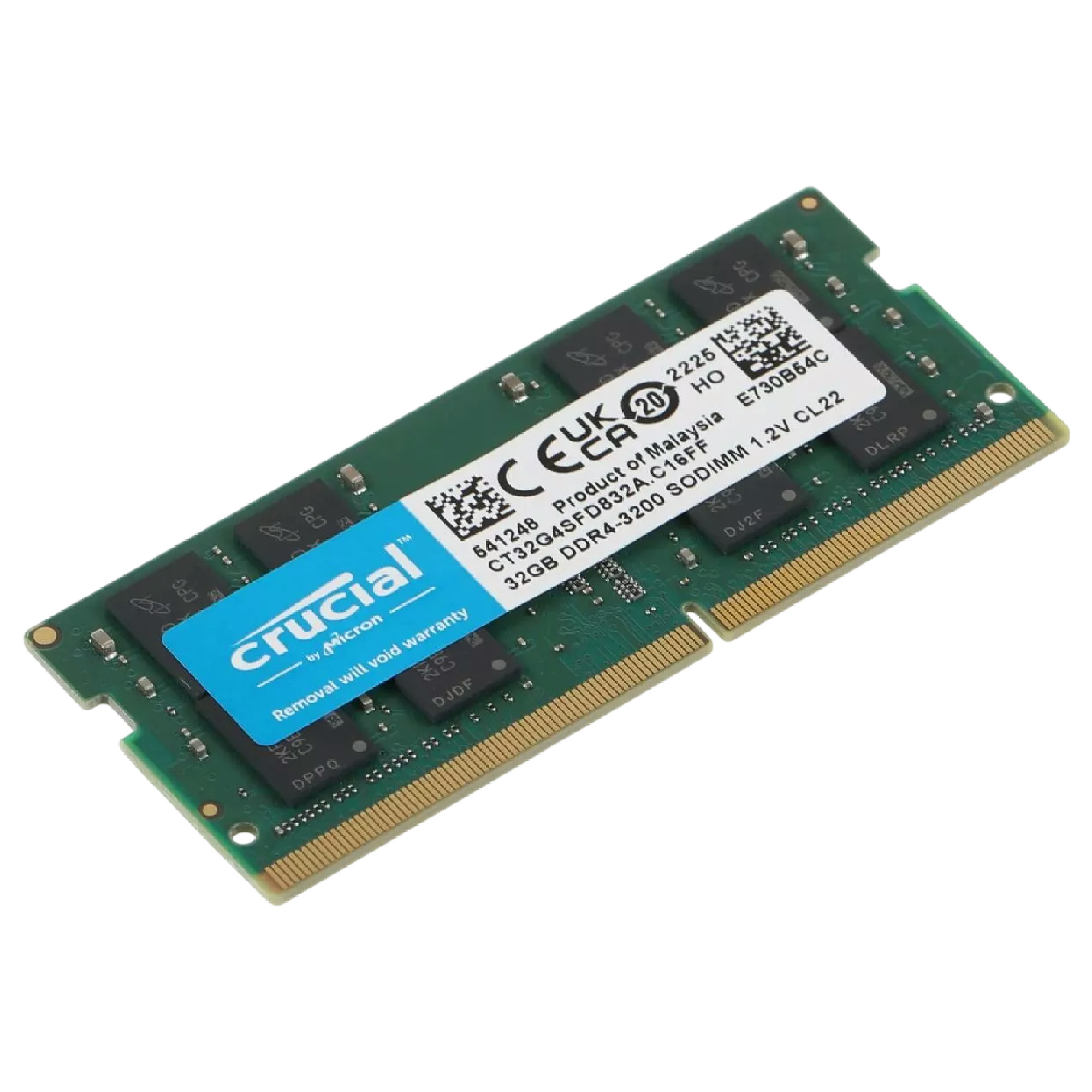 Begagnat Crucial 32GB DDR4 (1x32GB) SODIMM 2Rx8 PC4-3200 3200MHz CT32G4SFD832A.C16FF