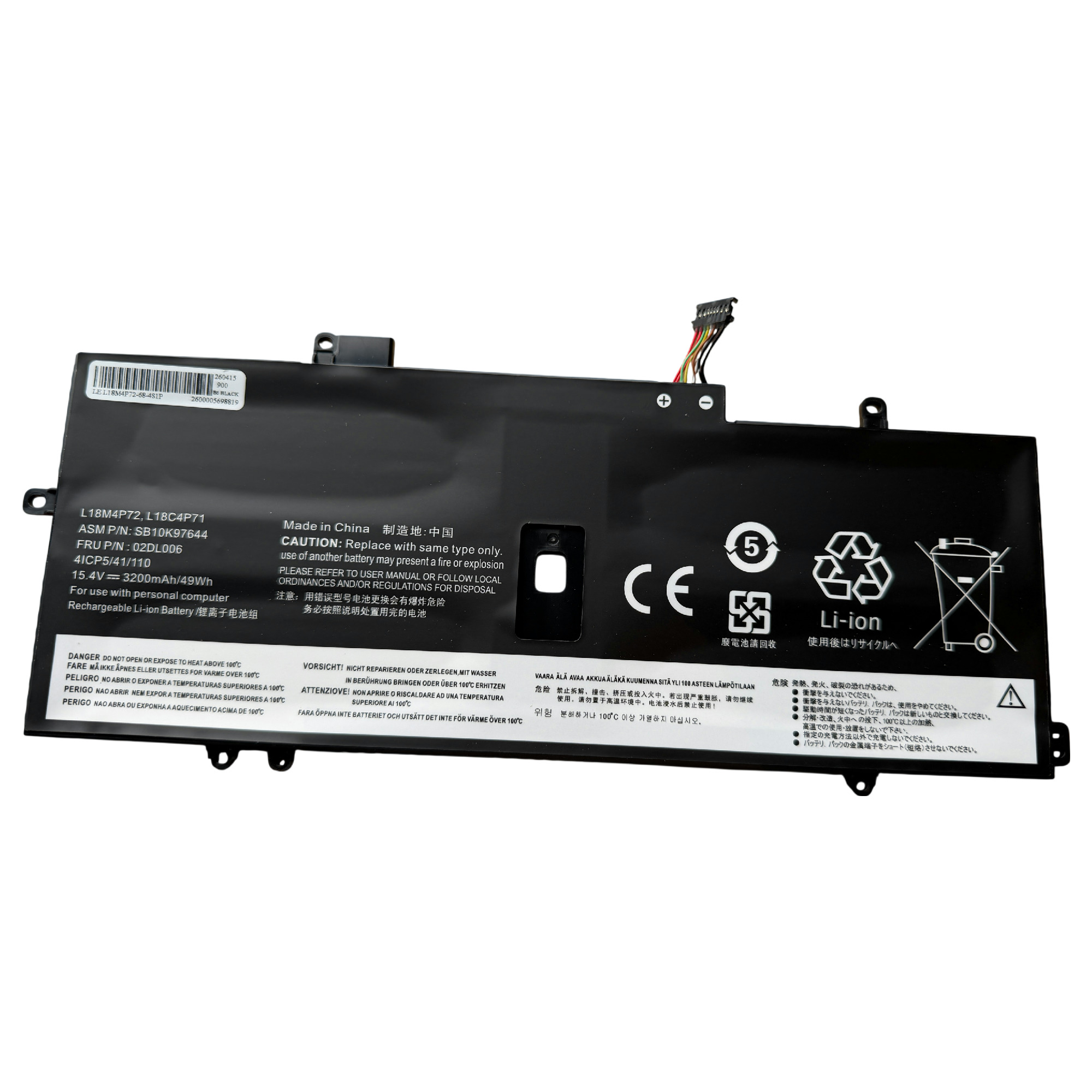 Nytt! Batteri Lenovo ThinkPad X1 Yoga 4th 5th Carbon 7th 8th 15.4V 3200mAh 49Wh
