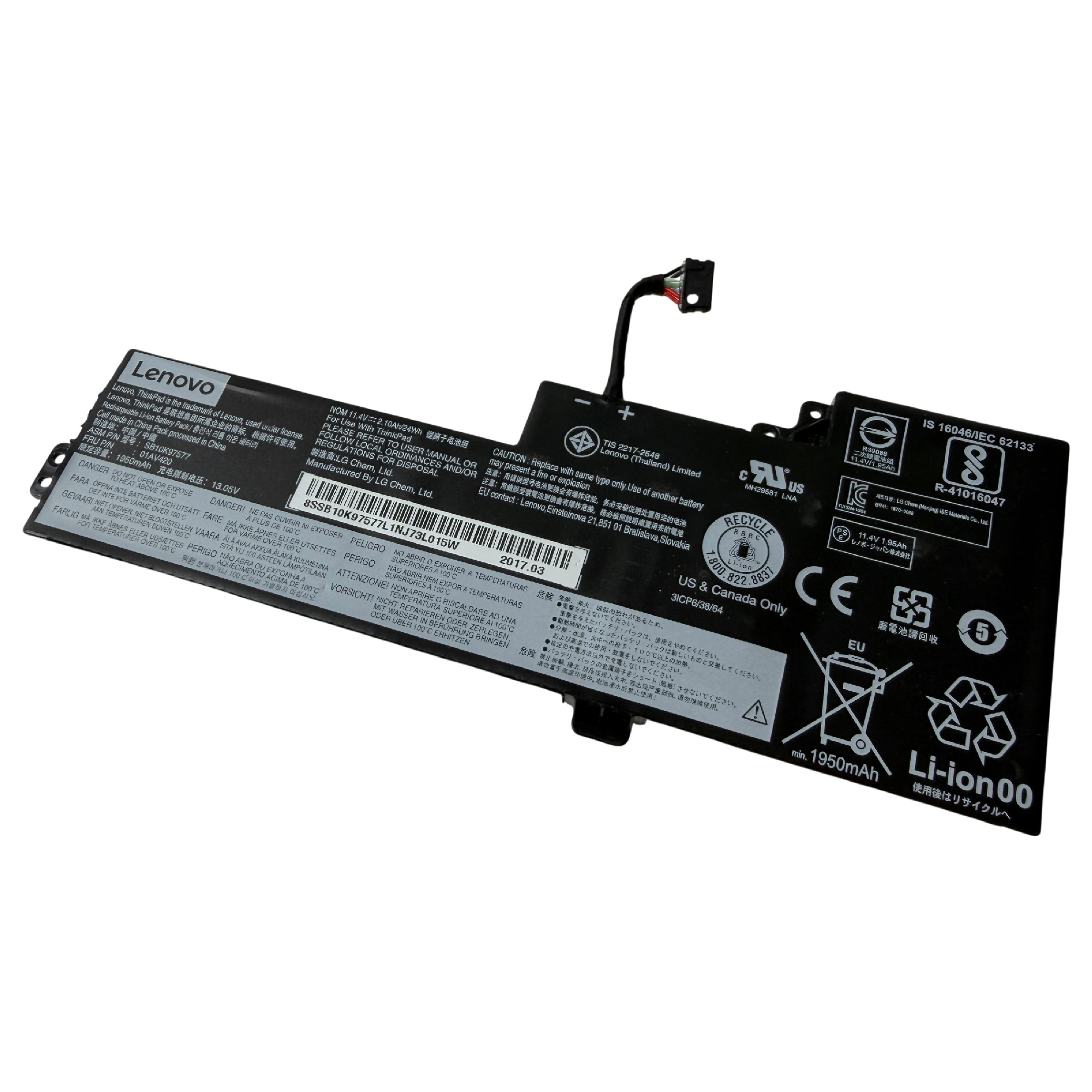 Begagnat Batteri Lenovo T470 T480 A475 A485 01AV420 11.4V 2095mAh Internal Battery SB10K97577