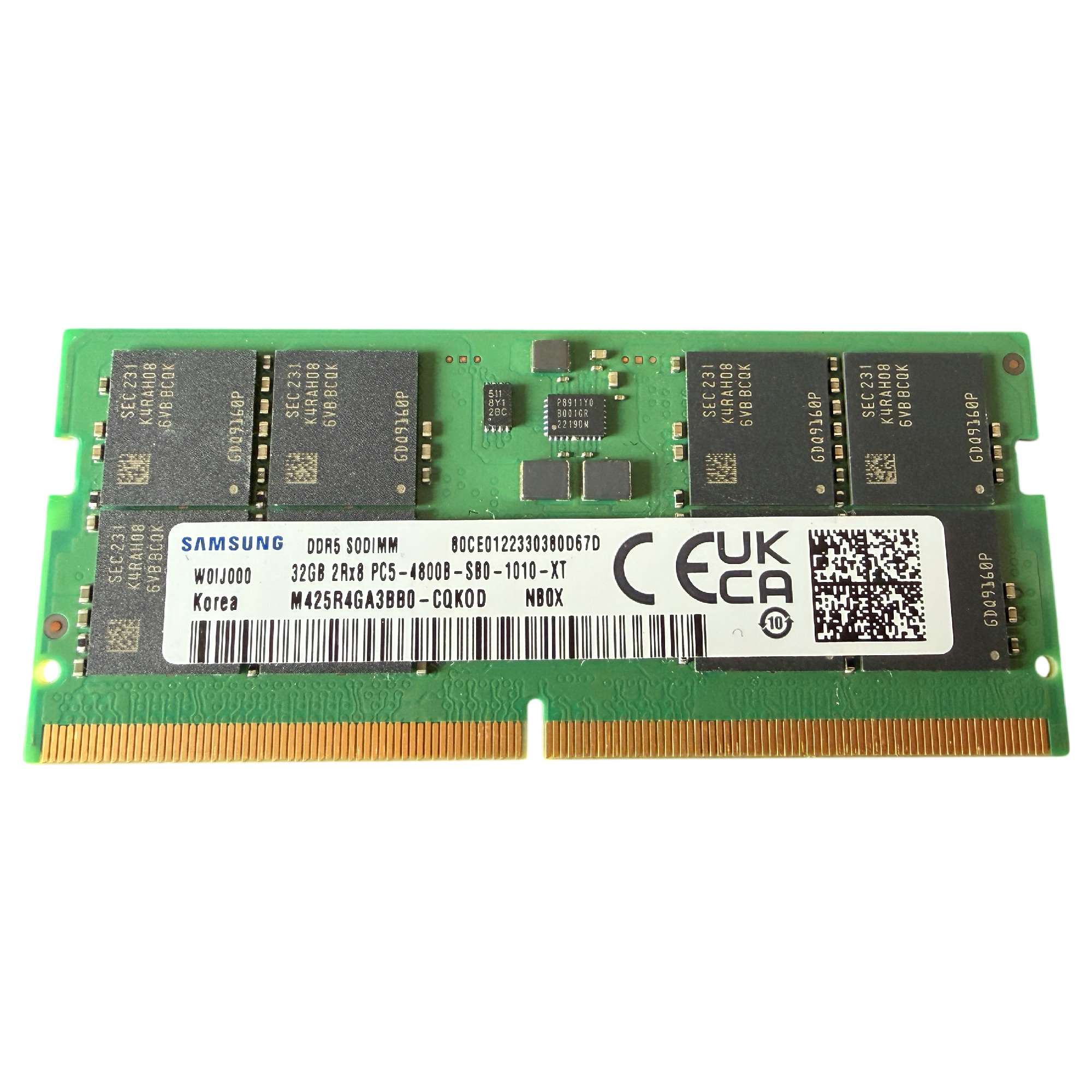 Begagnat Samsung 32GB DDR5 (1x32GB) SODIMM 2Rx8 4800MHz PC5-38400 M425R4GA3BB0-CQKOD