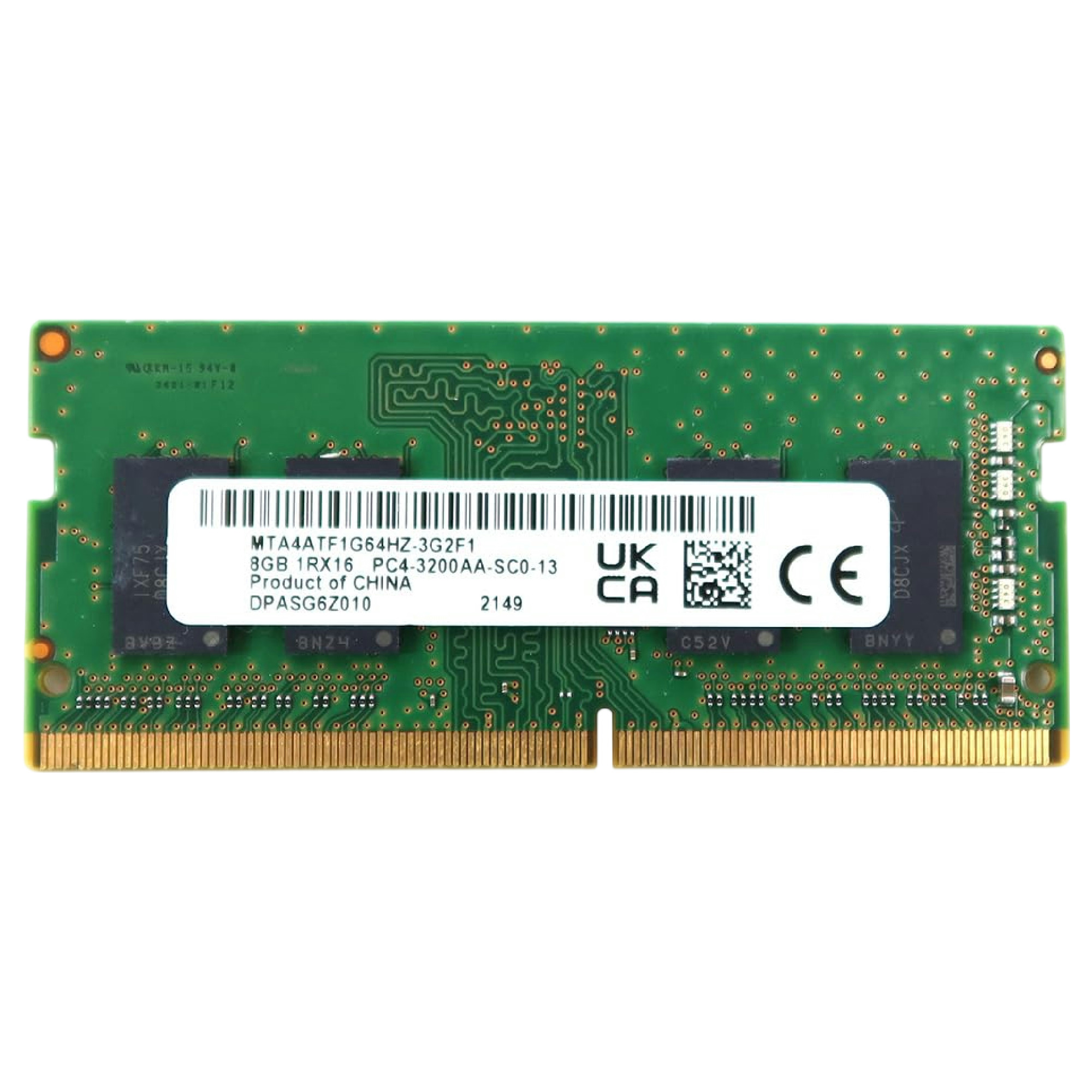 Begagnat Micron 8GB DDR4 (1x8GB) SODIMM 1Rx16 PC4-3200AA 3200MHz MTA4ATF1G64HZ-3G2F1