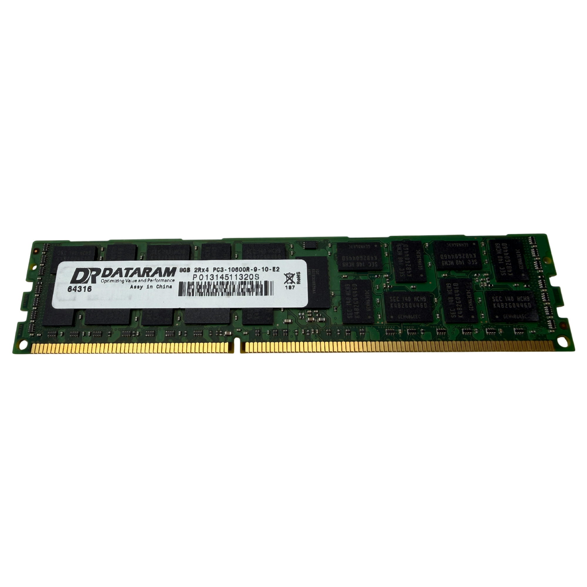 Begagnat DATARAM 8GB DDR3 (1x8GB) RDIMM 2Rx4 ECC PC3-10600R 1333MHz Dual Rank x4