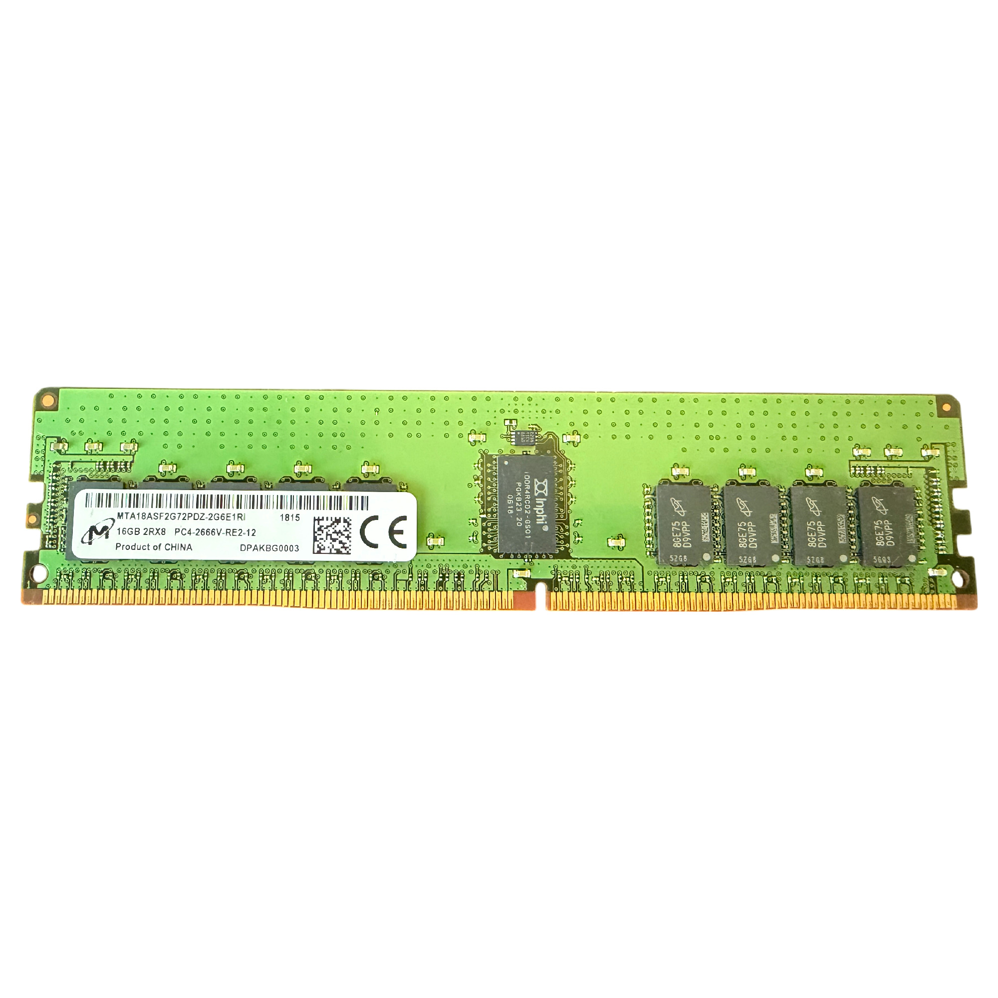 Begagnat Micron 16GB DDR4 (1x16GB) 2Rx8 PC4-2666V 2666MHz RDIMM MTA18ASF2G72PDZ-3G2E1RI