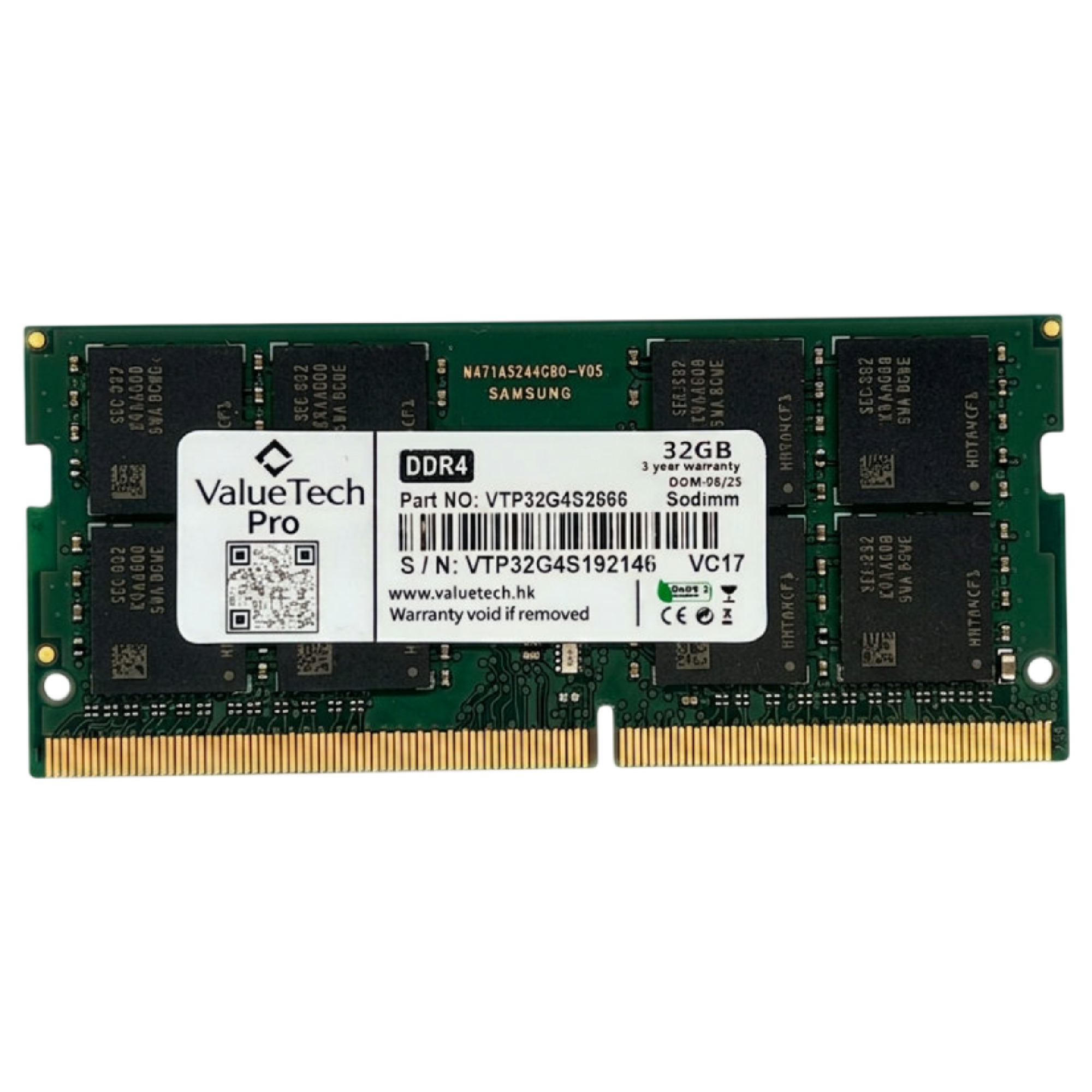 Begagnat ValueTech Pro 32GB DDR4 (1x32GB) SODIMM 2Rx8 2666MHz VTP32G4S2666