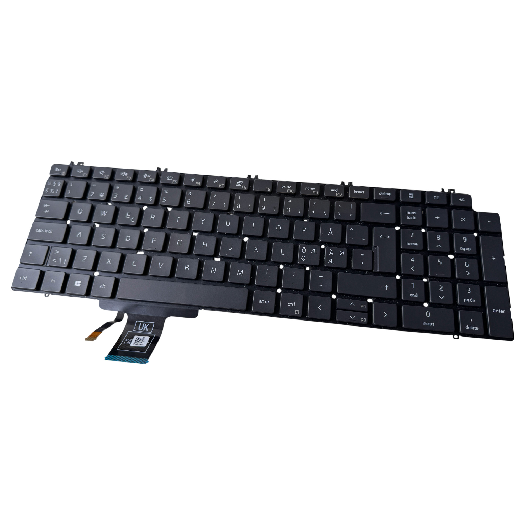 Begagnat Dell Nordic Keyboard Precision 7550 7560 7750 7760 0MH9MJ MH9MJ Tangentbord