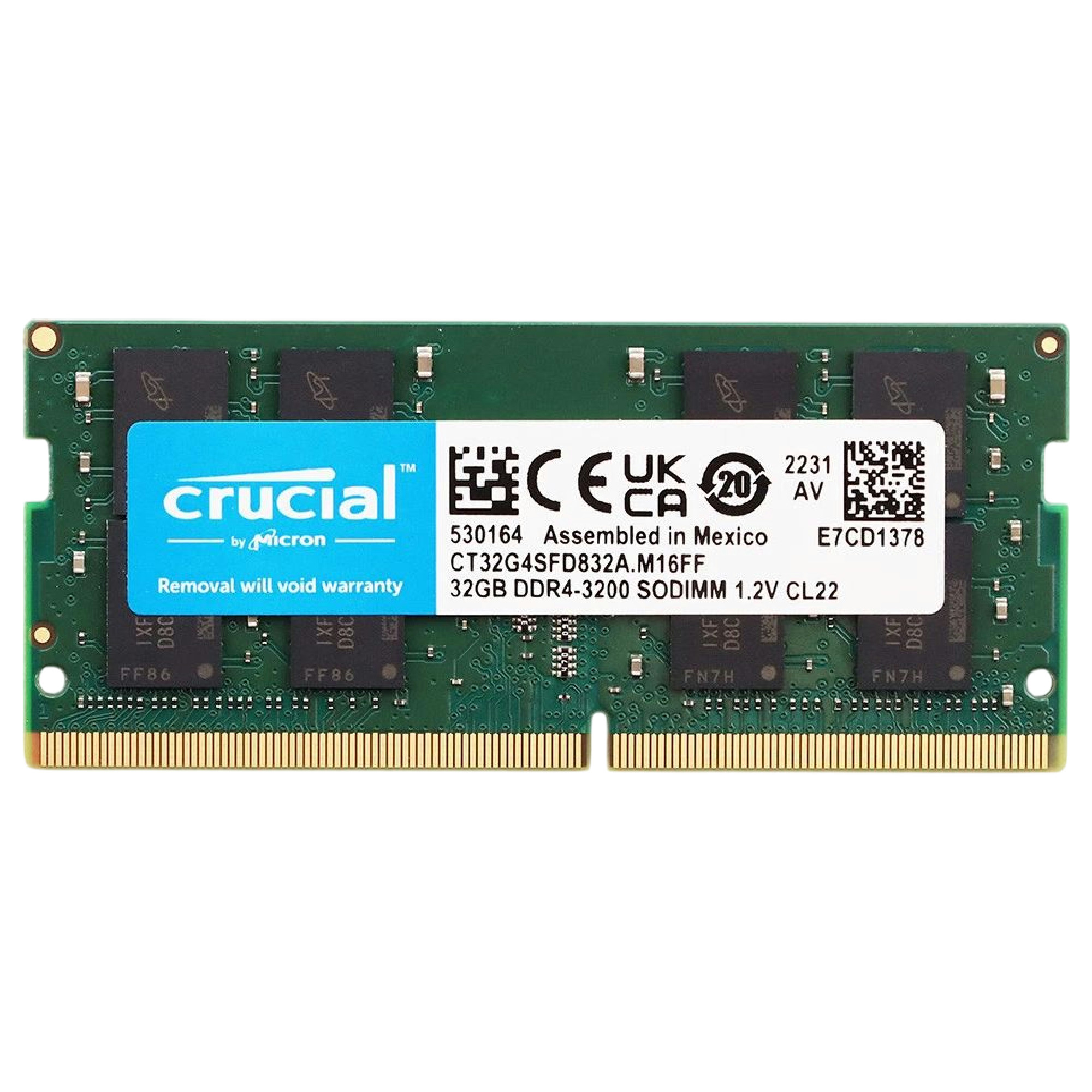 Begagnat Crucial 32GB DDR4 (1x32GB) SODIMM 2Rx8 PC4-3200 3200MHz CT32G4SFD832A.M16FF