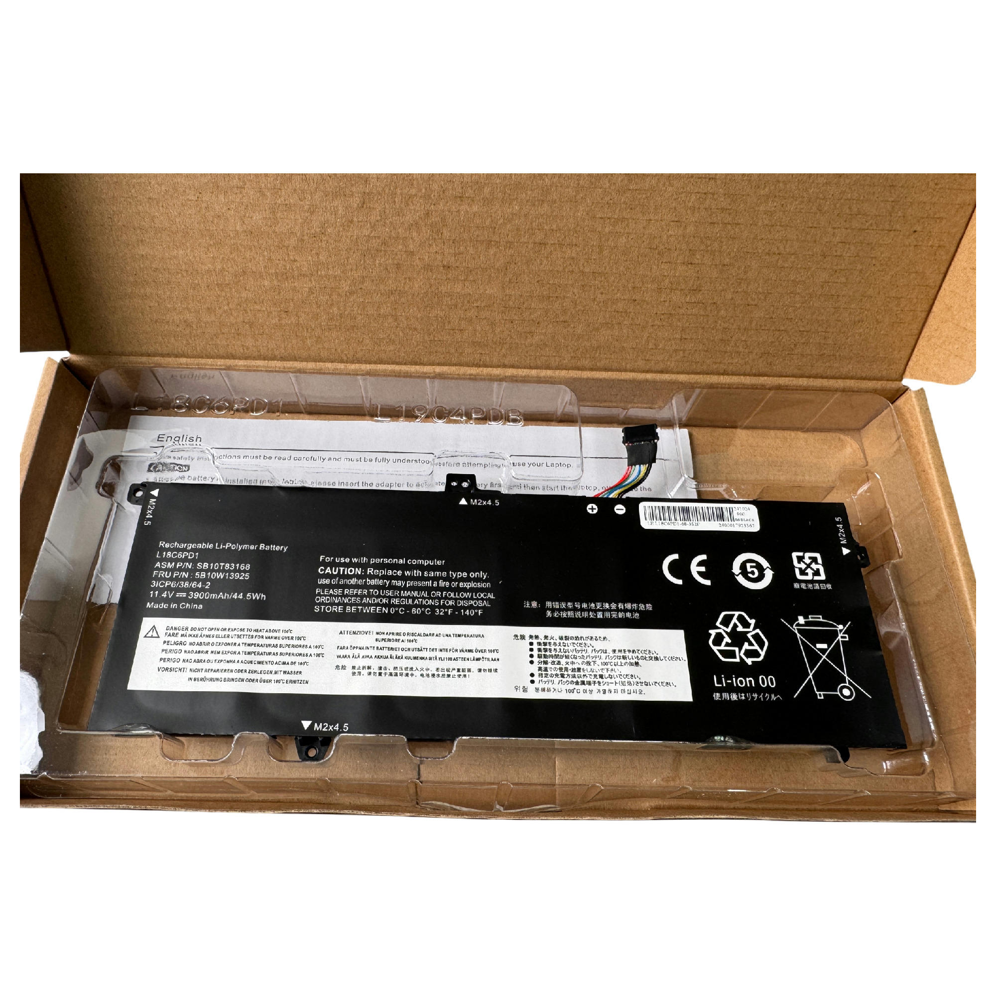 Nytt! Batteri Lenovo ThinkPad X13 Gen1 X390 X395 Series 11.4V 3900mAh L18M6PD1