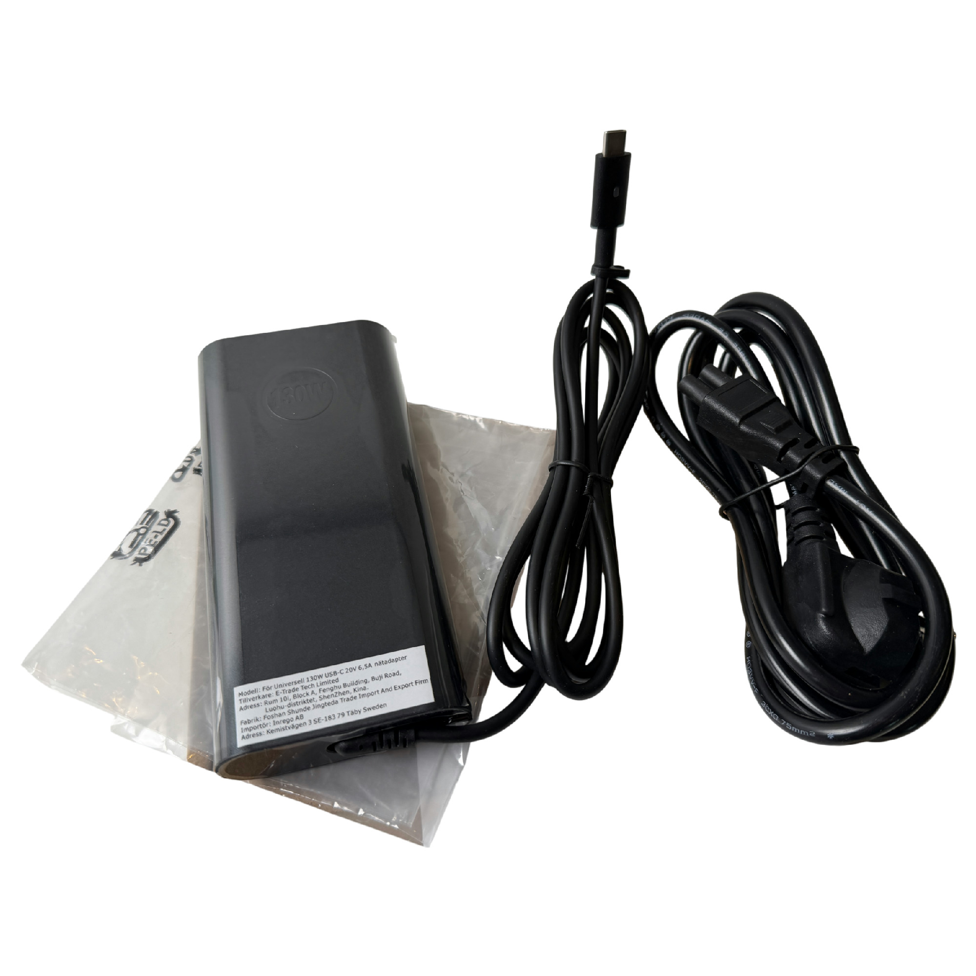NY! 130W USB-C AC Adapter Laddare  5V-20V 6.5A Max USB PD