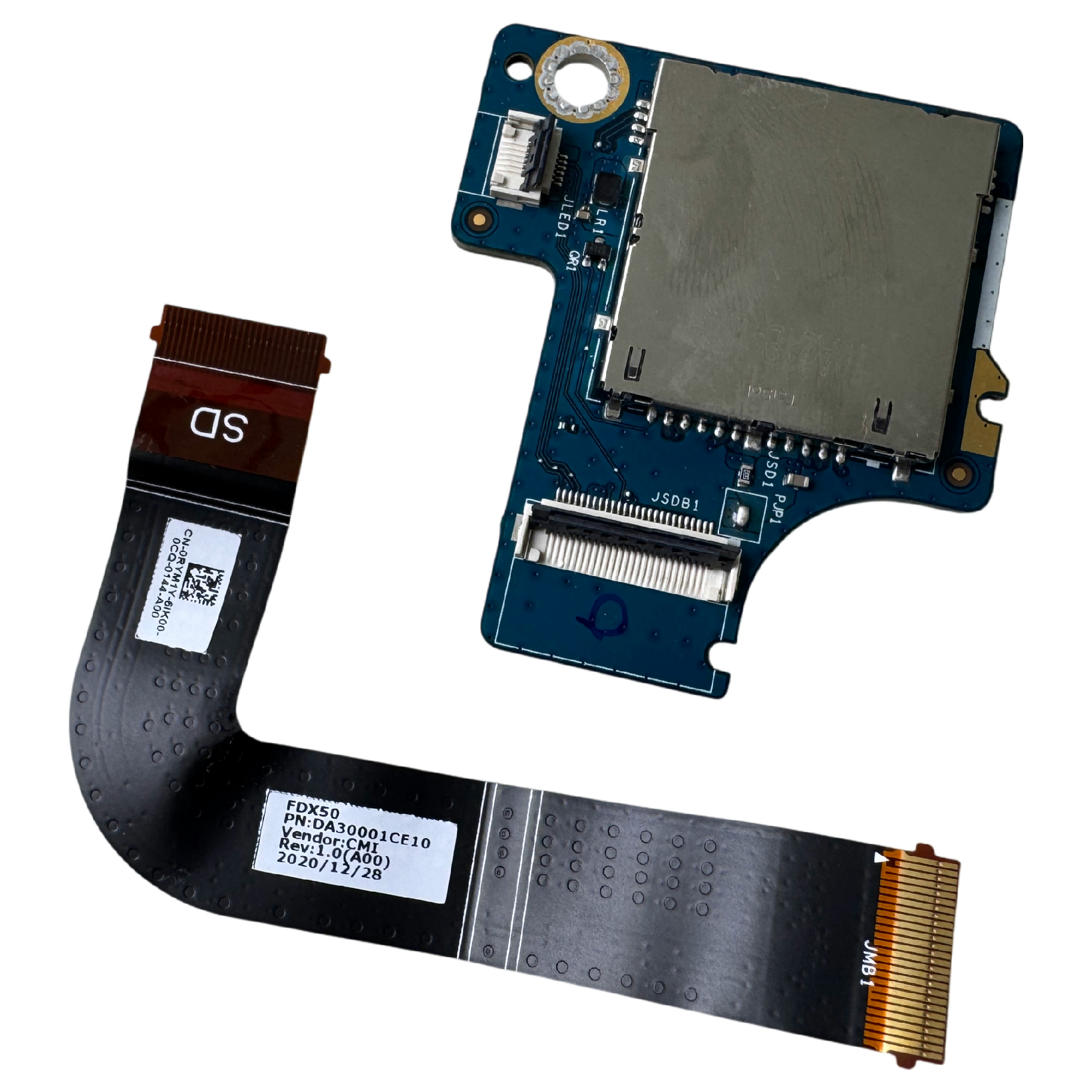 Begagnad Dell 0D0NRY LS-J187P SD Card Reader IO Board Precision 7550 7560 7750 7760 w\ Connection LF-J171P 0RYM1Y