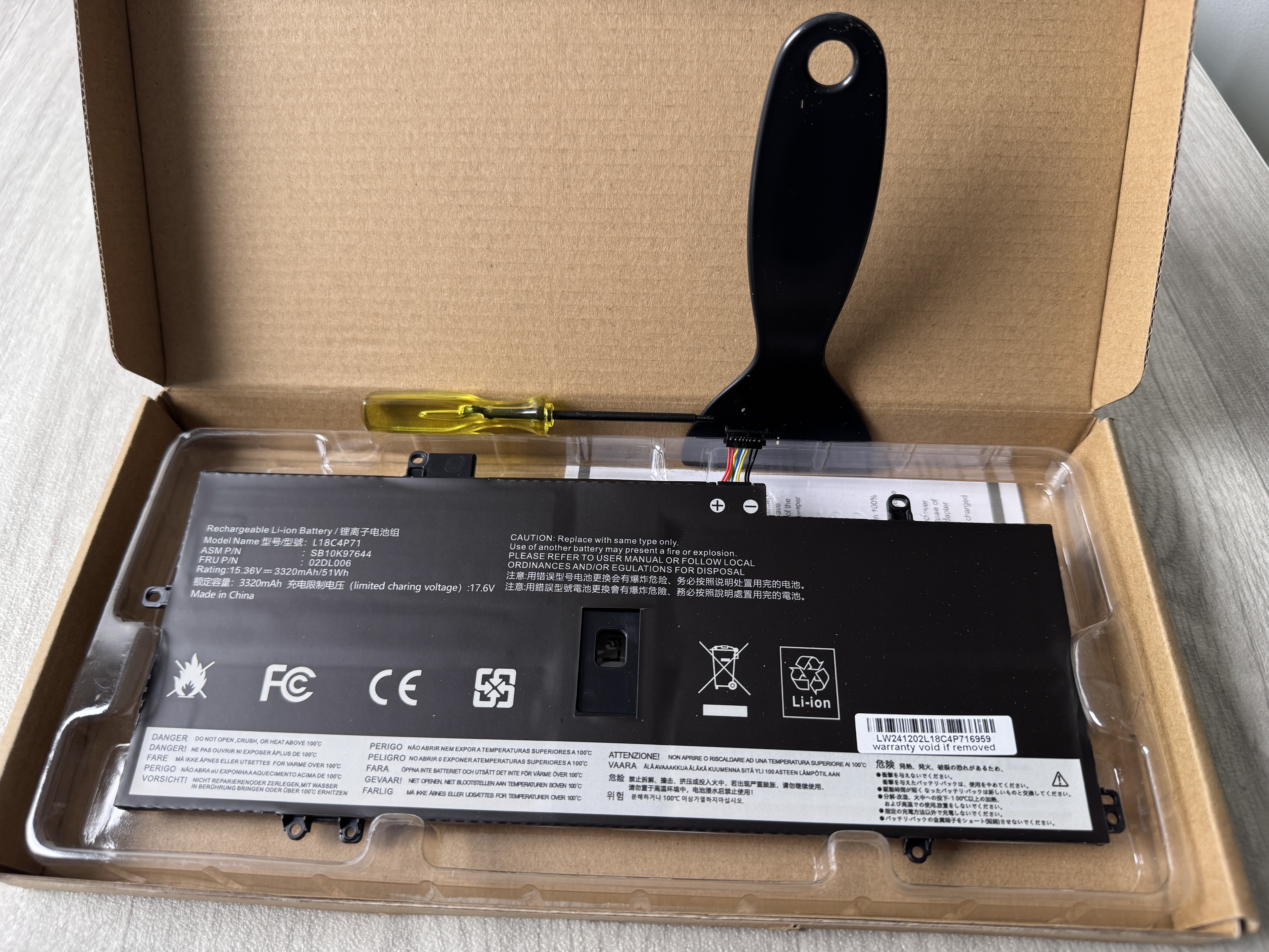 Nytt! Batteri Lenovo ThinkPad X1 Yoga 4th 5th Carbon 7th 8th 15.36V 3320mAh 51Wh
