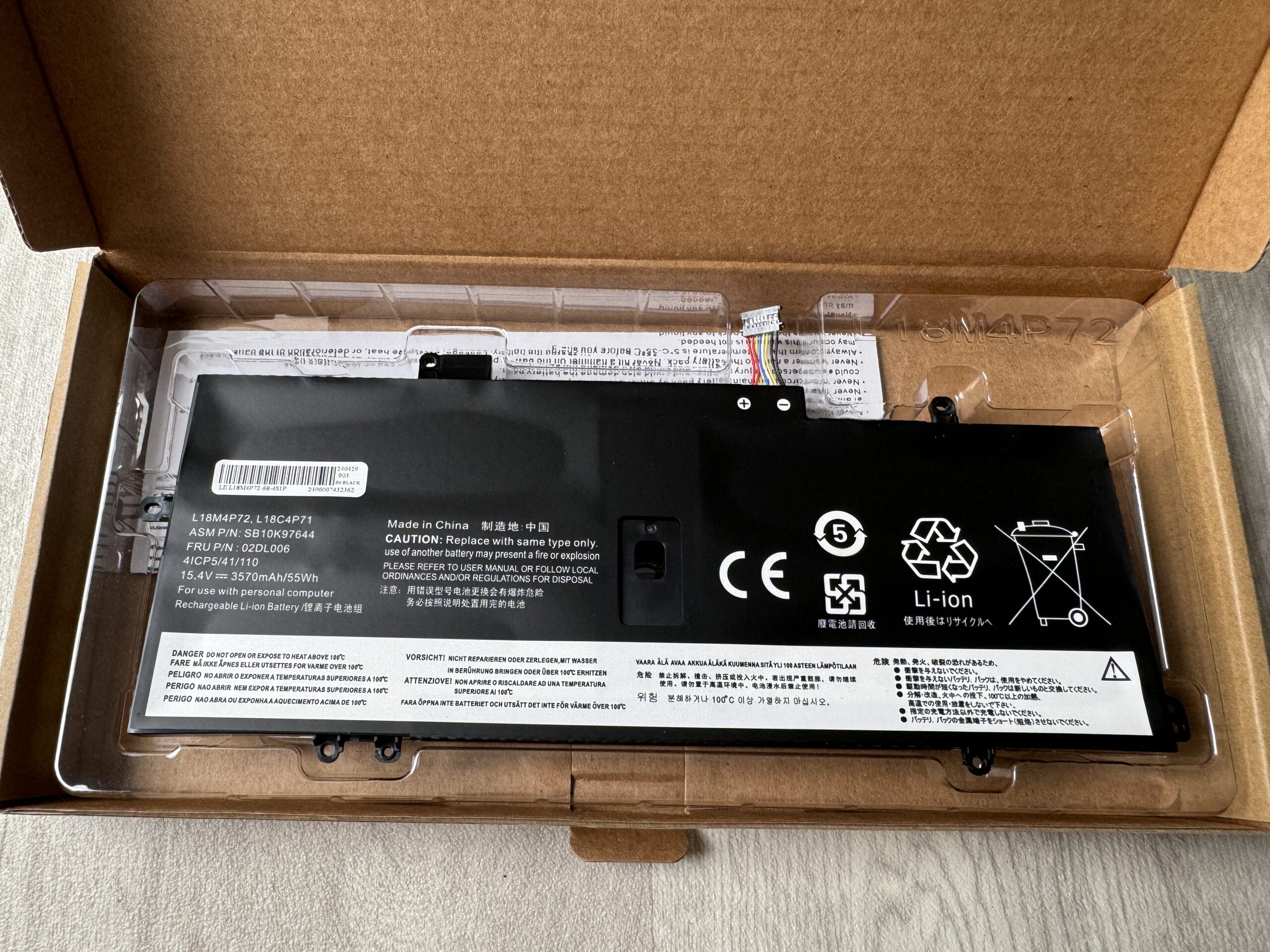 Nytt! Batteri Lenovo ThinkPad X1 Yoga 4th 5th Carbon 7th 8th 15.4V 3570mAh 55Wh